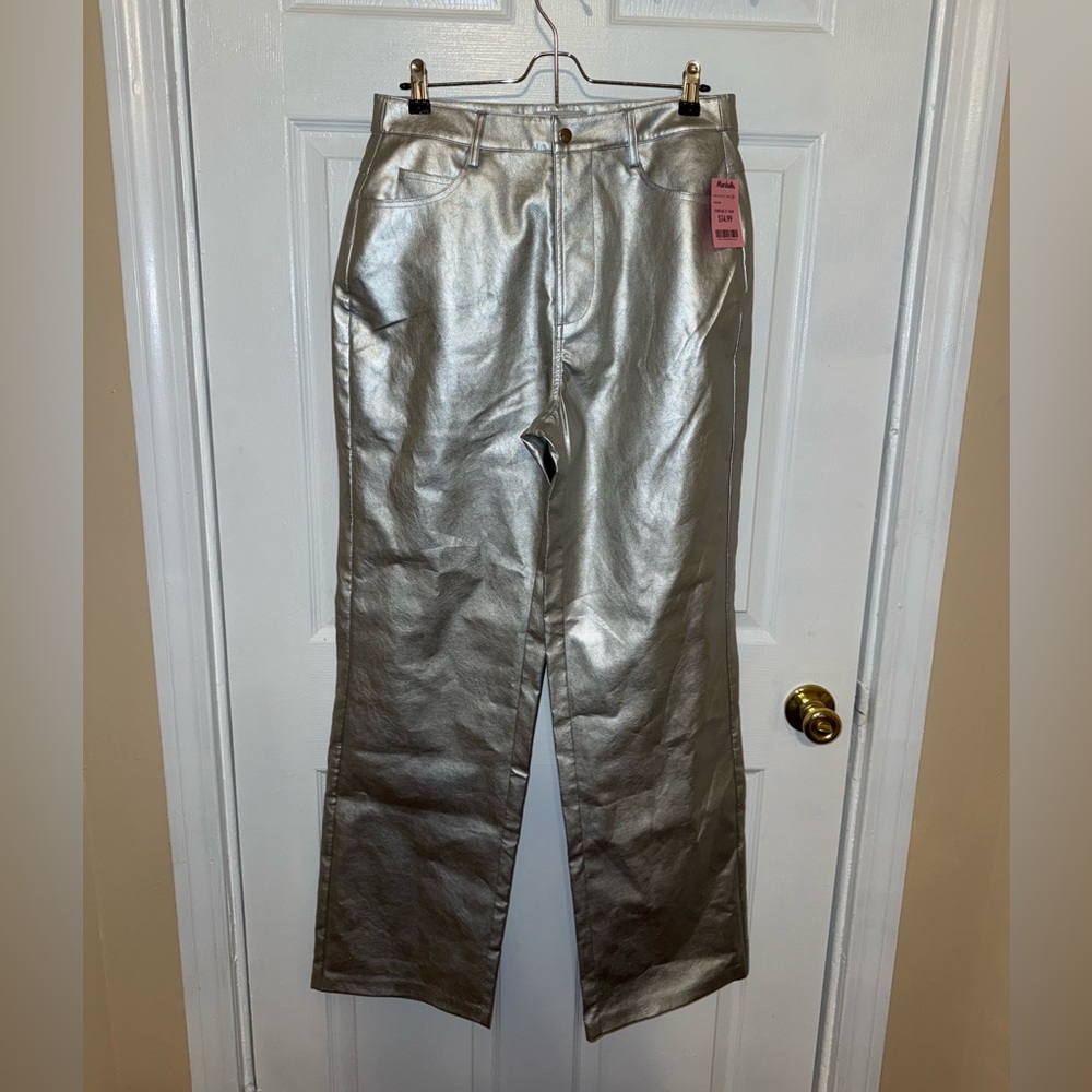 NWT WAYF Shimmering Silver Trousers (M)